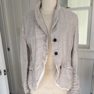Elegant Beige Checkered Blazer